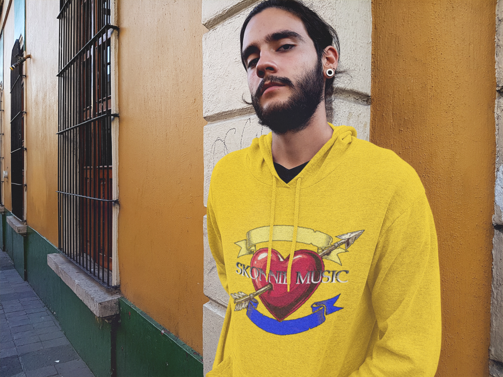 Pullover sweatshirt with original artwork by Skonnie Music. Inspired by a song on the upcoming album Nuraghe, this comfortable sweatshirt makes great gifts for musicians.